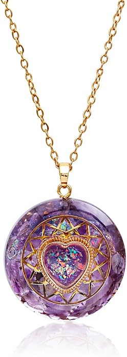 Day Day Up Orgone Pendant Heart Energy Necklace - Healing Crystal Necklaces For Women With Reiki Quartz Gemstones - Fashion Jewelry