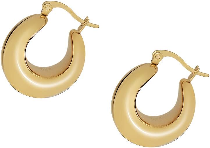 Chunky Large Thick Rounded Tube Hoop Earrings
