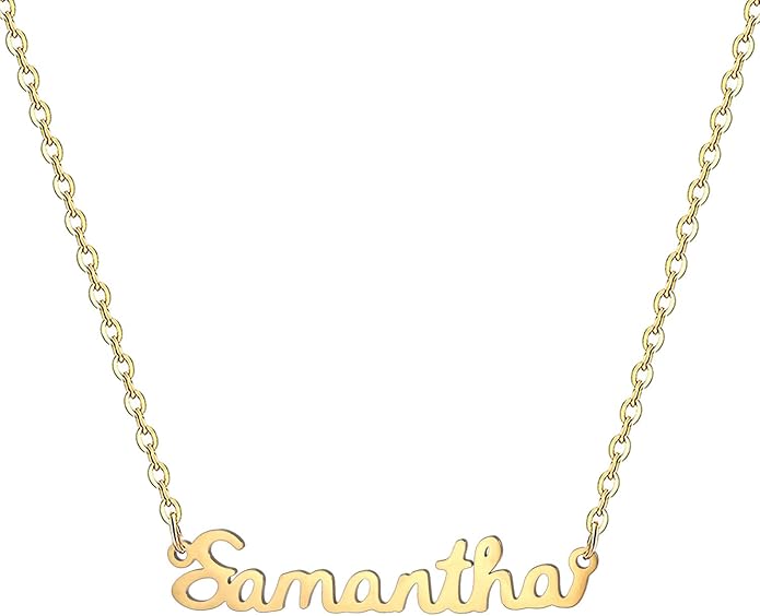 MOMOL 18K Gold Plated Stainless Steel Name Necklace Personalized Custom Name Necklace Customized Nameplate Necklace for women