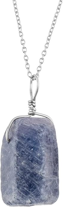 Raw Multi Gemstone Pendant Necklace for Women, Healing Crystal Chakra Stone Birthstone, 925 Sterling Silver Birthday Christmas Gifts for Her