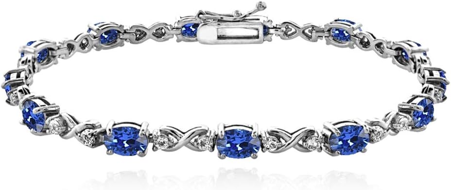 Sterling Silver 6x4mm Oval Infinity Bracelet Made with European Crystals