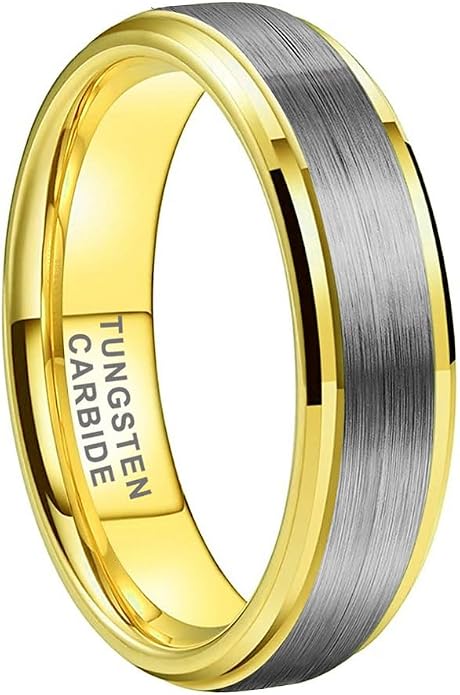 TUTISS 6mm 8mm Tungsten Rings for Men Women Fashion Engagement Wedding Bands Brushed Finish Stepped Beveled Edges Comfort Fit