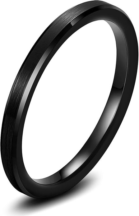 TRUMIUM 2mm 4mm 6mm 8mm 10mm Tungsten Ring Wedding Band for Women Men Bevel Edges Brushed Comfort Fit Size 4-15