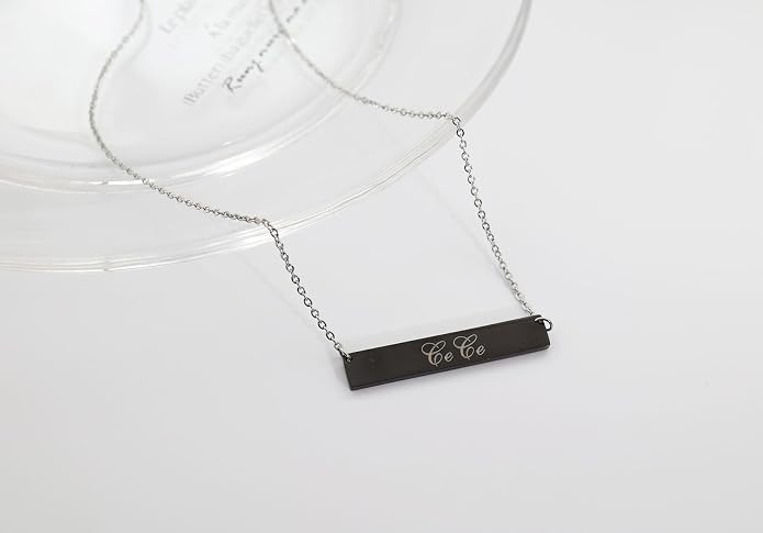 HUAN XUN Custom Bar Necklace Personalized Engraved Name Bar Necklace for Women Customized Stainless Steel Heart Pendant Bar Jewelry Gift for Her Mother Day Christmas