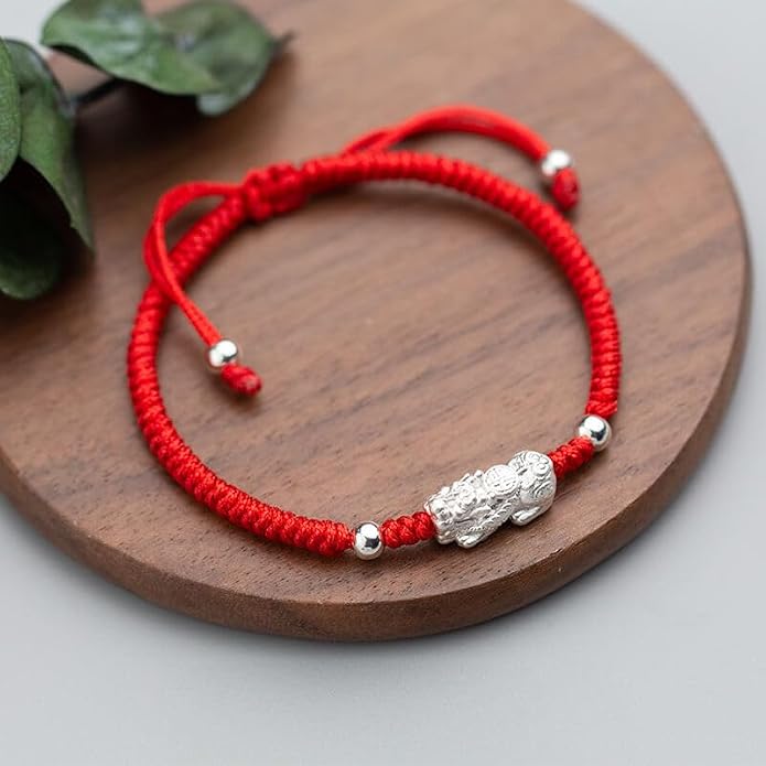 Buddha & Karma Red String Silver Pi Xiu Bracelet - Protection Bracelets for Wealth, Luck & Balance - Adjustable Bracelet That Offers a Meaningful Fit for Anyone Seeking Comfort, Blessings & Harmony