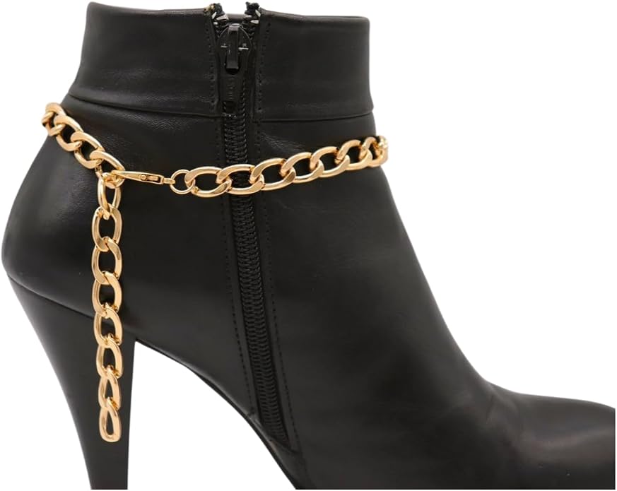 Women Western Fashion Jewelry Gold Metal Boot Chain Bracelet Shoe Anklet Anchor Charm SET BC212