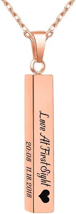 MeMoShe Custom Name Necklace Personalized 3D Engraved Bar 18K Gold Plated Customized Name Jewelry with Adjustable Chain Charm Birthday Gifts for Women Men