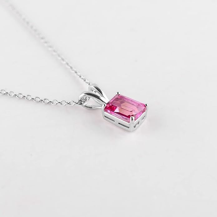 Natural Gemstone Pendant Necklace for Women, Healing Stone Chakra Crystal Birthstone 925 Sterling Silver Chain 18 Inch Birthday Christmas Gifts