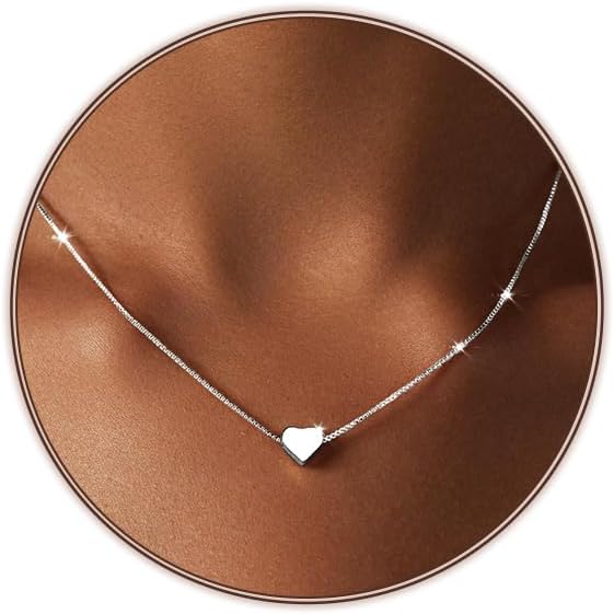 Airmb Heart Necklace for Women Gold/Silver Plated Trendy Heart Choker Lover Pendant Hypoallergenic Fashion Gold/Silver Necklace for Women Love Jewelry Gift for Women Girlfriend