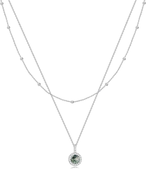 MONGAS Tree of Life/Infinity Cross/Lock and Key/Lotus/Hamsa/Horse/Strawberry/Opal/Lariat/Dragonfly/Heart/Violin Layered Necklace Sterling Silver for Women
