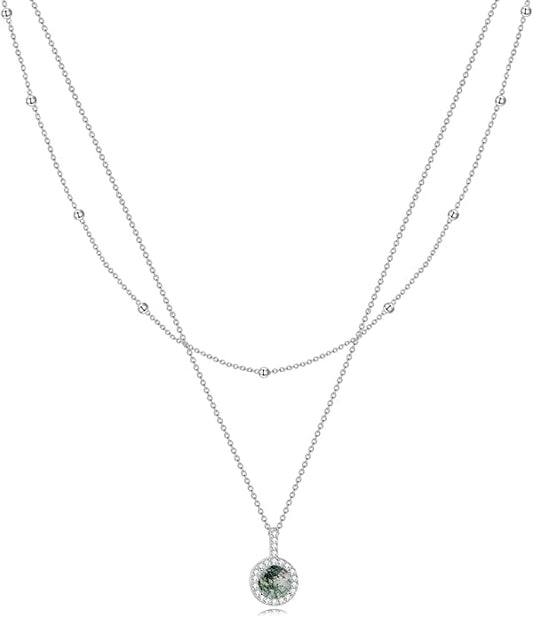 MONGAS Tree of Life/Infinity Cross/Lock and Key/Lotus/Hamsa/Horse/Strawberry/Opal/Lariat/Dragonfly/Heart/Violin Layered Necklace Sterling Silver for Women