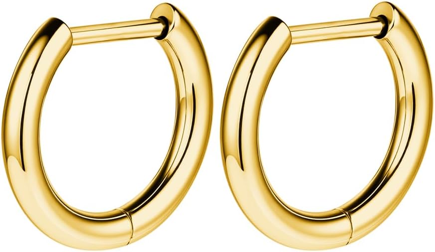 AOEDEJ G23 Titanium Hoop Earrings 18G Small Huggie Earrings Medical Grade Titanium Earring 8mm/10mm/12mm Cartilage Earring Hoop for Women Men Sensitive Ears