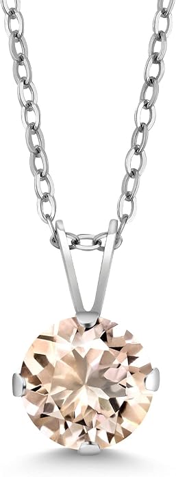 Gem Stone King 7MM Round Gemstone Birthstone Pendant Necklace For Women | 925 Sterling Silver | With 18 Inch Silver Chain | Fine Jewelry Gifts for Women Her Mom Wife