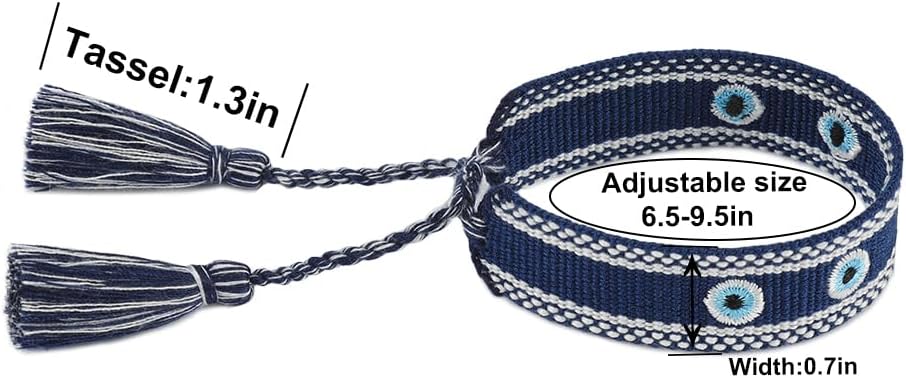 Evil Eye Woven Lover Friendship Bracelets Handmade Adjustable Tassel Friend Gift for Women An Elegant Talisman of Protection and Good Fortune