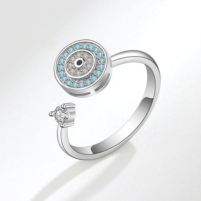 Fidget Ring Anxiety Spinner Ring Open Adjustable Sunflower Star Moon Windmill Butterfly Rings Daisy Stress Relieving Fidget Women Cubic Zirconia Anti Stress Mood Rotate Inspirations Jewelry