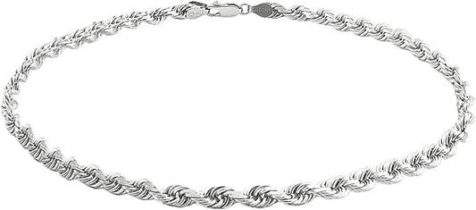 Savlano 925 Sterling Silver Solid Italian Figaro, Rope,Herringbone, Curb, Ball Bead, Snake, Mariner Chain Anklet for Women, Comes in 0.8mm - 5mm With Gift Box