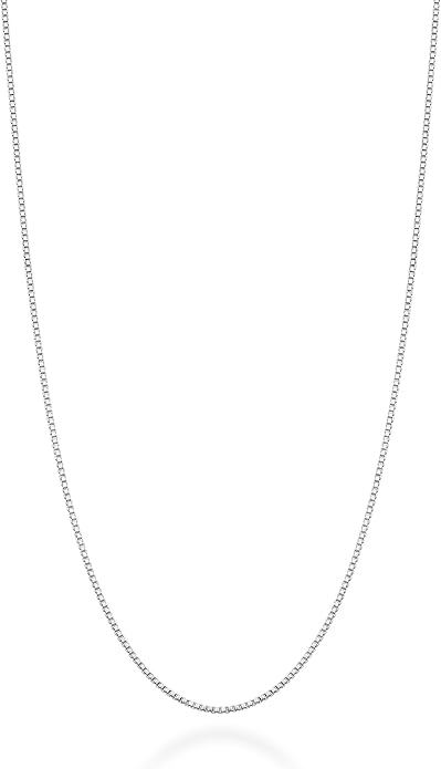 Miabella Italian 925 Sterling Silver or 18K Gold Plated 925 Sterling Silver Thin 1mm Box Chain Necklace for Women, Made in Italy