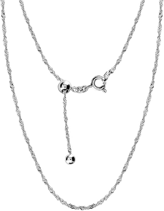 LeCalla 925 Sterling Silver Italian Jewelry Adjustable Chain Necklace, Sliding Bolo Chain Necklace for Women Slider Chain 14 to 24 Inch.
