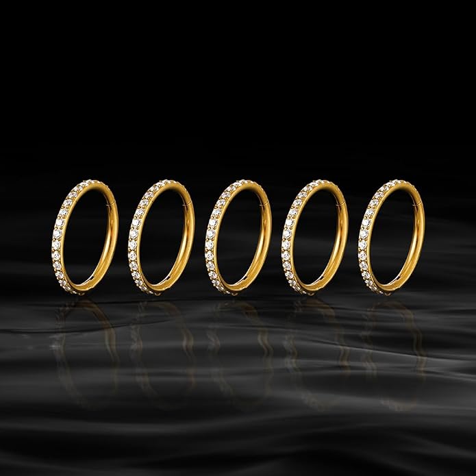 Casvort 5/10 PCS 16G Seamless Septum Nose Piercing Rings Zirconia Segment Tragus Hoop Rings 316 Stainless Steel Helix Ring Stack Clickers Ear Plugs Hangers Women Body Jewelry