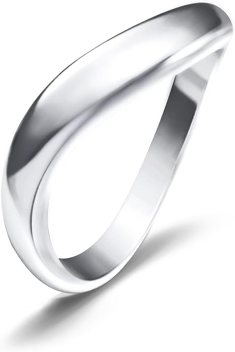14K White Gold Plated Wedding Bands for Women, 3mm Comfort Fit Dome Polished Plain 925 Sterling Silver Ring, Anniversary Engagement Promise Gift for Her