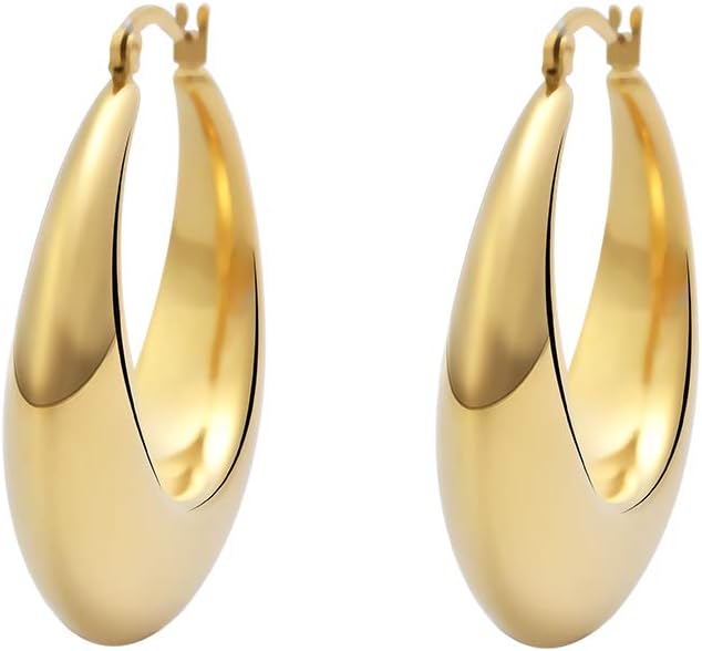 Chunky Large Thick Rounded Tube Hoop Earrings