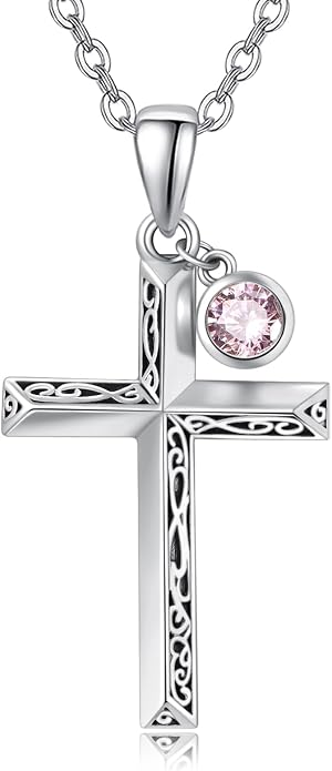 PRAYMOS Cross Necklace for Women Men, 925 Sterling Silver Simple Dainty Cross Necklace, Christian Religious Jewelry, Mothers Day Fathers Day Anniversary Birthday Gift