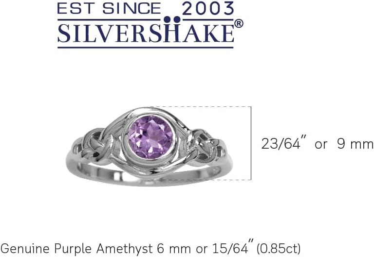 Silvershake Birthstone Gemstones White Gold Plated 925 Sterling Silver Irish Celtic Knot Engagement or Promise Solitaire Ring Jewelry for Women