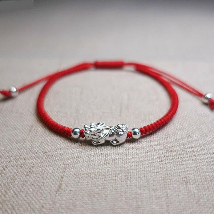 Buddha & Karma Red String Silver Pi Xiu Bracelet - Protection Bracelets for Wealth, Luck & Balance - Adjustable Bracelet That Offers a Meaningful Fit for Anyone Seeking Comfort, Blessings & Harmony