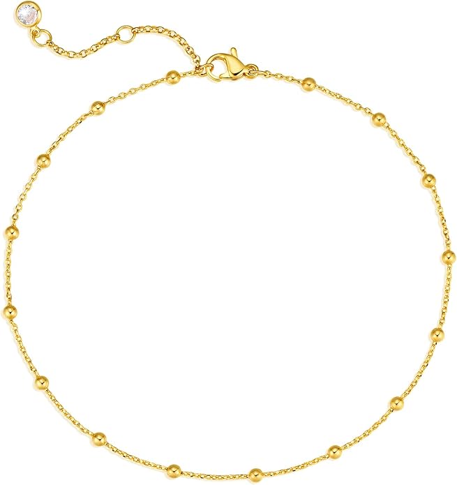 MEVECCO Anklet for Women Gold Chain 14K Gold Plated Dainty Boho Beach Summer Simple Foot Jewelry Ankle Bracelet