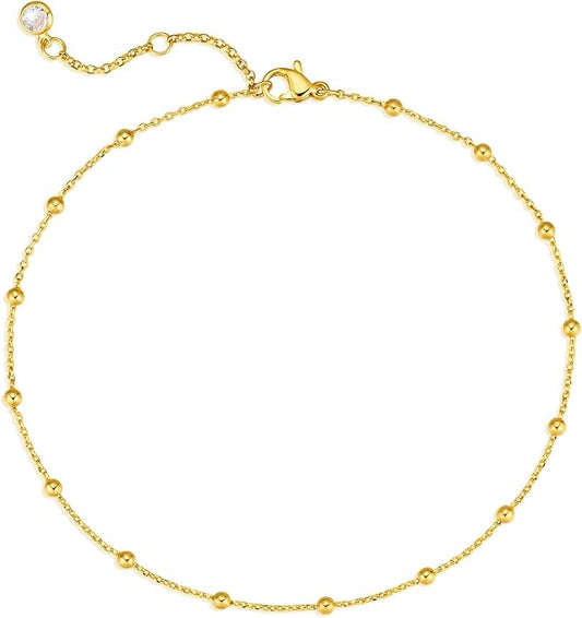 MEVECCO Anklet for Women Gold Chain 14K Gold Plated Dainty Boho Beach Summer Simple Foot Jewelry Ankle Bracelet