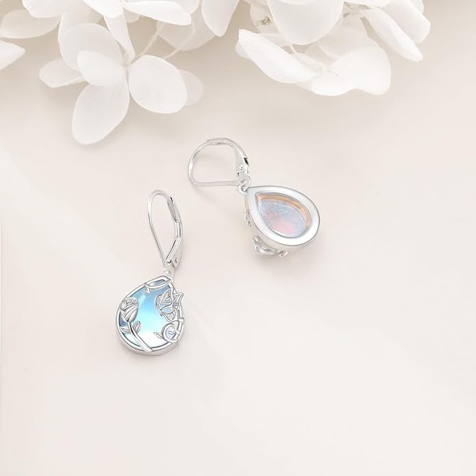 VONALA Flower Earrings for Women 925 Sterling Silver Rose/Lotus/Scottish Thistle/Tulip/Lilac/Mushroom/Pineapple Dangle Drop Earrings Flower Jewelry Gifts for Women Girls Birthday Gifts