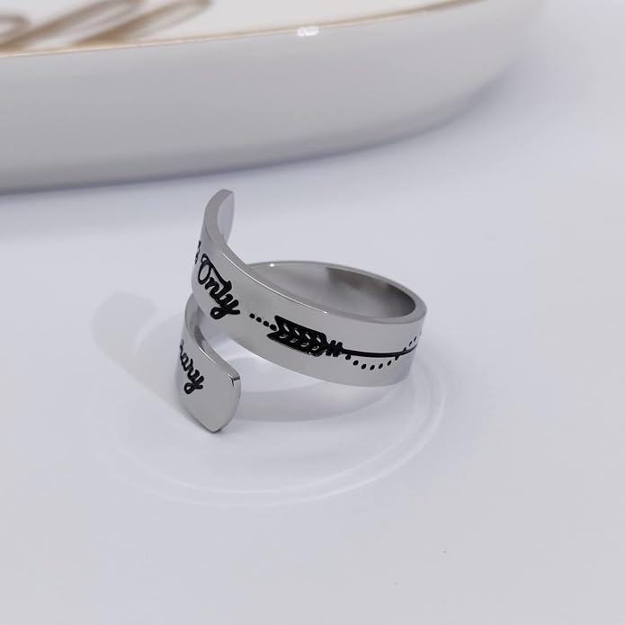 Inspirational Motivational Adjustable Ring Personalized Stainless Steel Spiral Wrap Twist Rings Encouragement Statement Graduation Jewelry Birthday Gifts for Women Teengirls.
