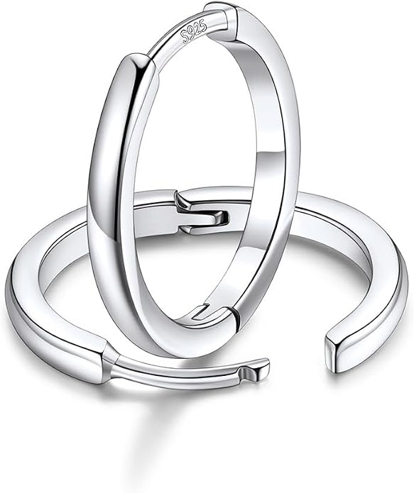 FaithHeart 925 Sterling Silver Post Huggie Hoop Earrings for Women, Silver Small Hoop Earring, Hypoallergenic Cartilage Earrings for Women