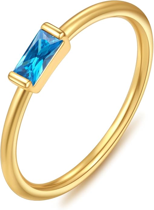 KOHOTA Silver Birthstone Rings for Women Dainty Stackable Engagement Wedding Promise Rings Non Tarnish CZ Emerald Green Gemstone Ring Mothers Birthday Gift Size 6-10