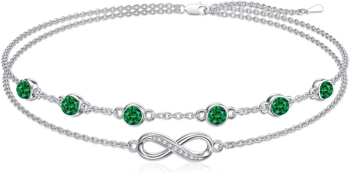 Dorunmo Anklet Bracelets For Women 925 Sterling Silver Birthstone/Infinity/Butterfly/Evil Eye/Turtle/Pineapple/Starfish/Heart Anklets Bracelets Jewelry Gifts for Women