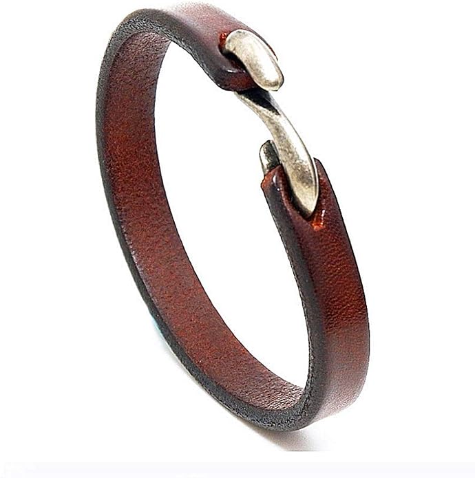 Mens Genuine Leather Bracelet - Handmade Adjustable Leather Cuff Bracelet punk Style leather wrap Wristband for Men