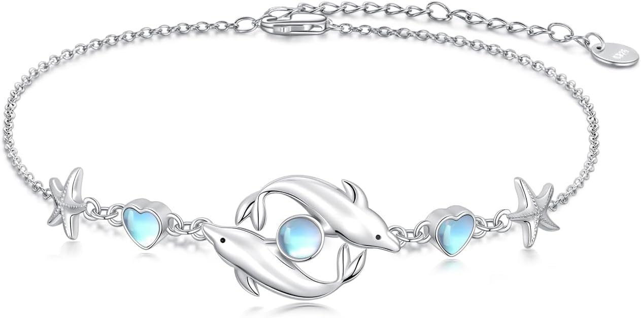 Sea Turtle/Dolphin/Starfish/Seashell/Compass Bracelet for Women 925 Sterling Silver Ocean Wave Anklet Summer Hawaiian Jewelry Gift for Her