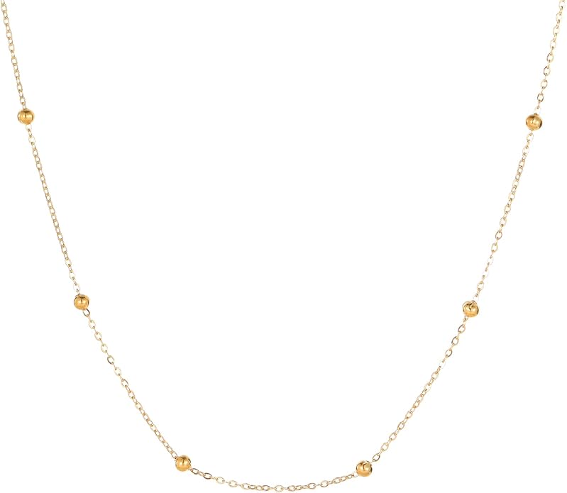 Gold Chain Necklace for Women Dainty Simple Satellite Beaded Twisted Chain Choker Necklace Everyday Jewelry Christmas Gifts