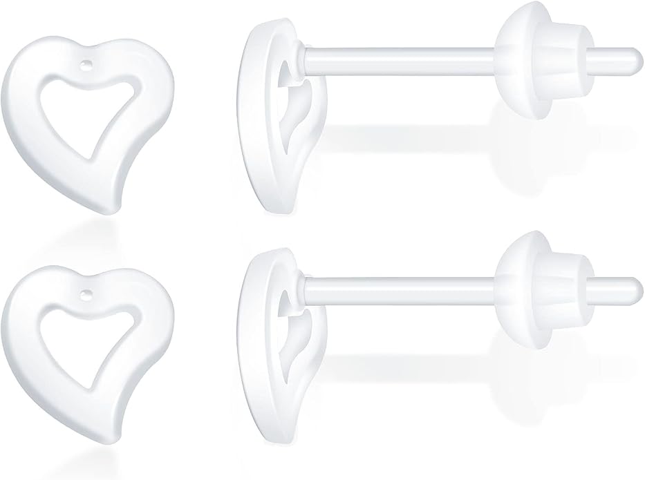 6 Pairs Invisible Plastic Post Earrings For Sensitive Ears - Clear, Sports & Work