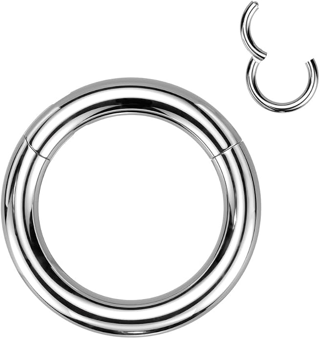Pierced Owl 12GA-00GA Large Gauge F136 Implant Grade Titanium 12mm Diameter Hinged Segment Clicker Ring