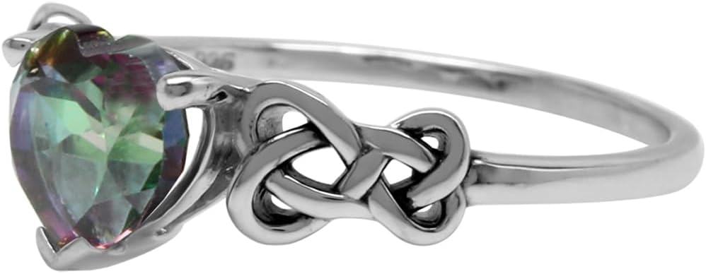 Silvershake 7MM Heart Shape 925 Sterling Silver Celtic Heart Knot Filigree Solitaire Promise Ring Jewelry for Women