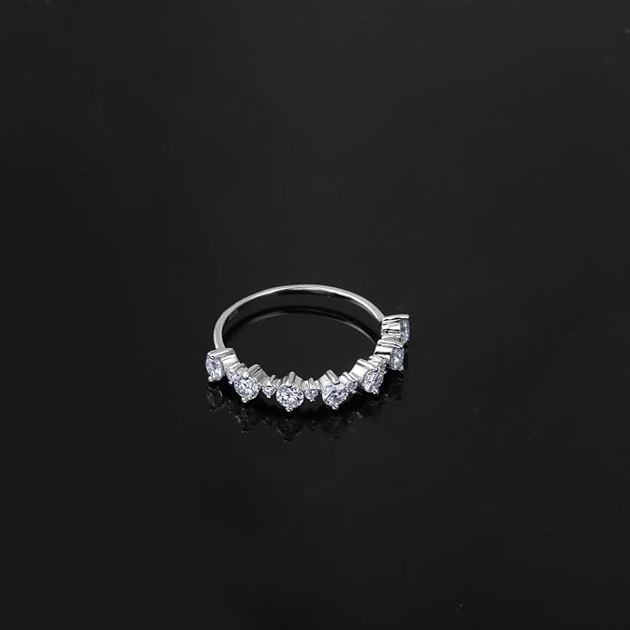 Helonley S925 Sterling Silver Birthstone Stackable Rings for Women Mother with Cubic zirconium Mom Ring Mother's Day Jewelry Gifts for Wife