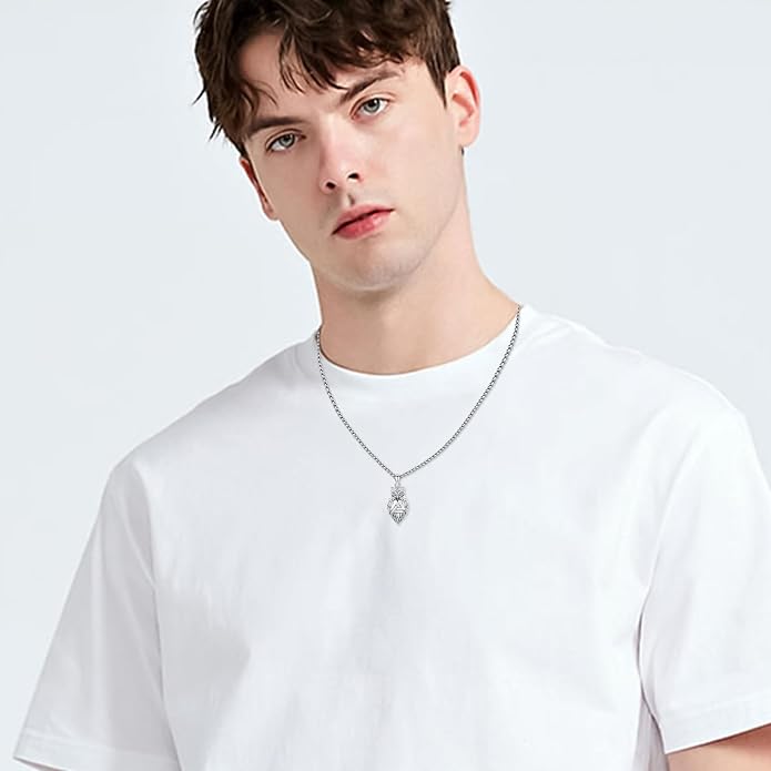 Viking Necklace for Men 925 Sterling Silver Rune Amulet Pendant Nordic Necklace Viking Jewelry Gift for Father Husband Son