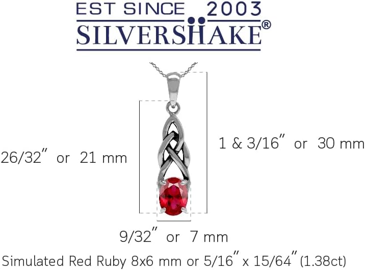 Silvershake 8X6mm Oval Shape Birthstone Gemstone Antique Finishing or Yellow Gold Plated 925 Sterling Silver Celtic Knot Weave Solitaire Pendant or Pendant with 18 Inch Chain Necklace Jewelry for Women