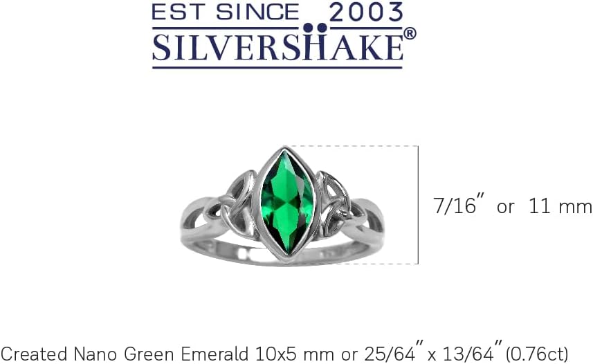 Silvershake Genuine Gemstone 925 Sterling Silver Triquetra Celtic Knot Solitaire Ring