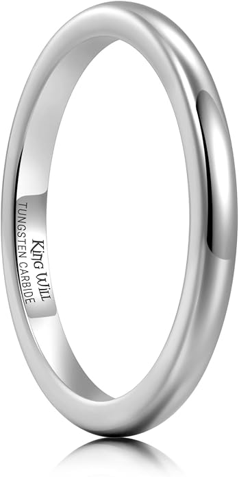 King Will Tungsten Carbide Wedding Band for Men Women Promise Rings for Couples Domed High Polish