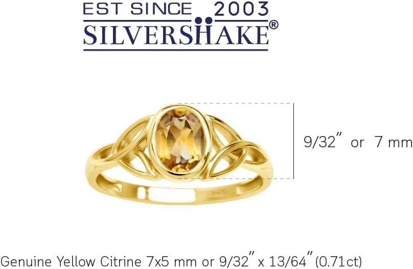 Silvershake 7x5MM Oval Shape Birthstone Gemstone White Gold Plated or 18K Yellow Gold Plated 925 Sterling Silver Triquetra Trinity Celtic Knot Solitaire Ring Jewelry for Women