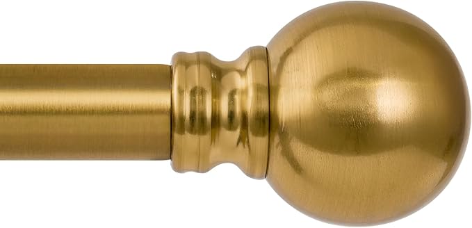 Modern Gold Curtain Rods for Windows 28 to 48 Inch 1" Diameter Adjustable | Heavy Duty Brass Window Curtain Rod with Metal Finials for Living Room Bedroom Farmhouse Kitchen Outdoor