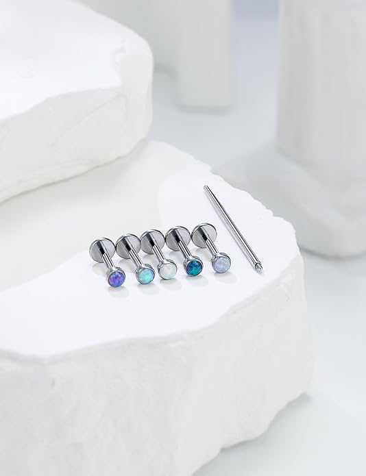 20G 18G 16G Astm F136 Titanium Internal Thread Flat Back Earrings Nose Studs Tragus Helix Conch Cartilage Lobe Earrings Medusa Labret Snake Bite Monroe Lip Ring Piercing Jewelry For Women Men