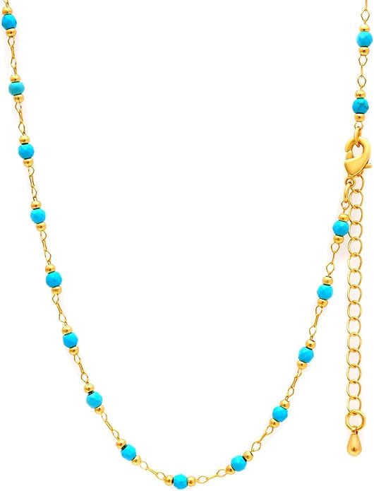 14K Gold Plated Paper Clip Chain Link Necklace Satellite Cross Key Starfish Turquoise Heart Necklace for Women